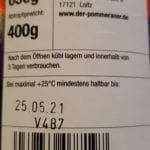 Pommersche Lungenwurst Rückseite