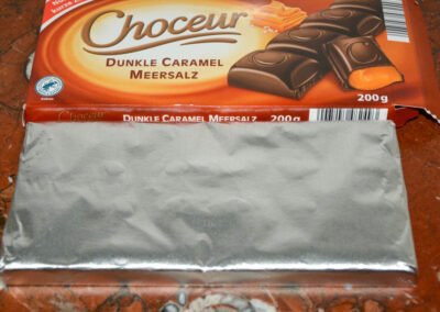 Aldi Choceur Dunkle Caramel Meersalz aufgeamcht