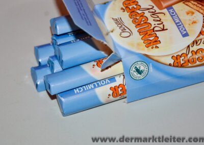 Aldi Choceur Knusper Riegel Vollmilch 2023 aufgemacht