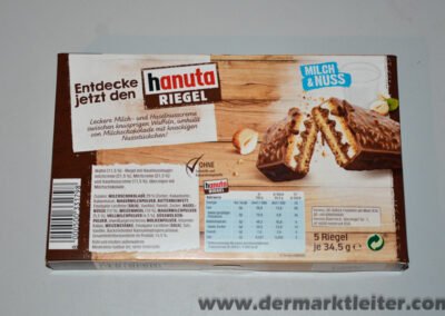 hanuta Riegel Milch & Nuss 2023 Rückseite