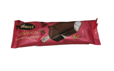 Aufgemacht: Aldi Mucci Yoghurt-Raspberry Stieleis 2023