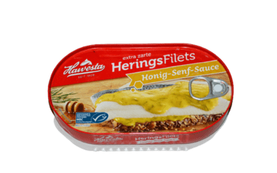 Aufgemacht: Hawesta extra zarte Herings Filets Honig-Senf-Sauce 2023