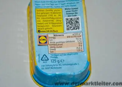 Lidl Nixe Sardinen in Sonnenblumenöl 2023 Nährwerte