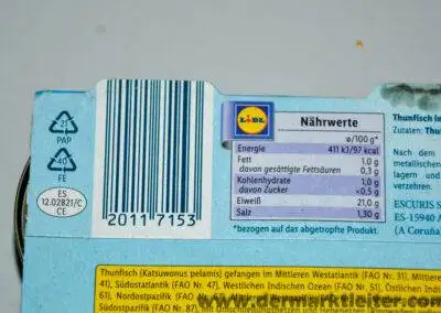 Lidl Nixe Thunfisch in eigenem Saft 2023 Nährwerte