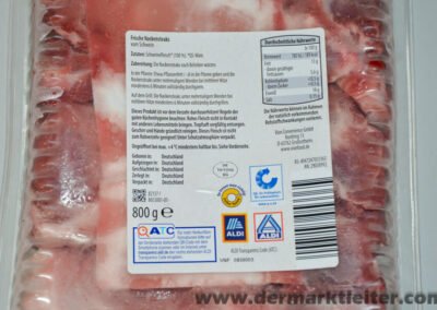 Aldi meine Metzgerei frische Nackensteaks vom Schwein 2023 Rückseite