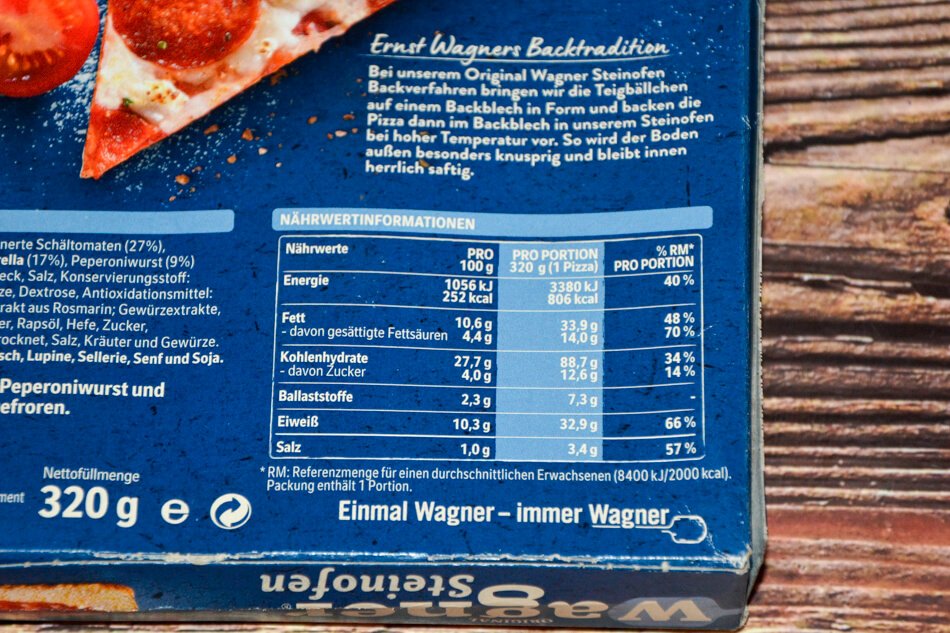 Original Wagner Steinofen Pizza Peperoni Nährwerte