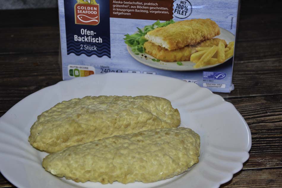 Lebensmittelarchiv Fertiggebacken Golden Seafood Ofen-Backfisch Knuspriger Backteig 2024 aufgemacht