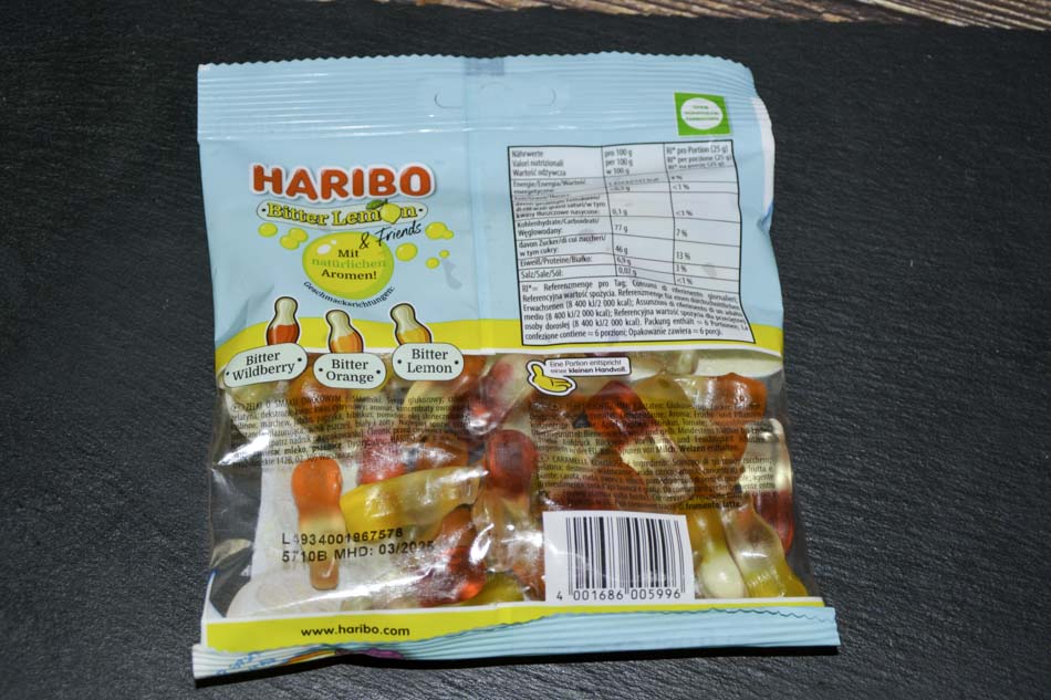 Lebensmittelarchiv aufgemacht Haribo Bitter Lemon 2025 Rückseite