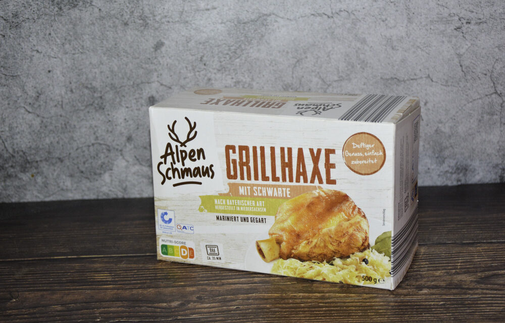 Lebensmittel-Archiv: Aldi Alpen Schmaus Grillhaxe mit Schwarte 2024