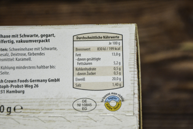 Aldi Alpenschmaus Grillhaxe mit Schwarte 2025 Nährwerte