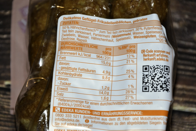 Gut & Günstig Geflügel Fikadellen Bällchen 2025 Nährwerte