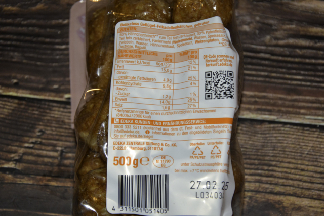 Gut & Günstig Geflügel Fikadellen Bällchen 2025 Rückseite
