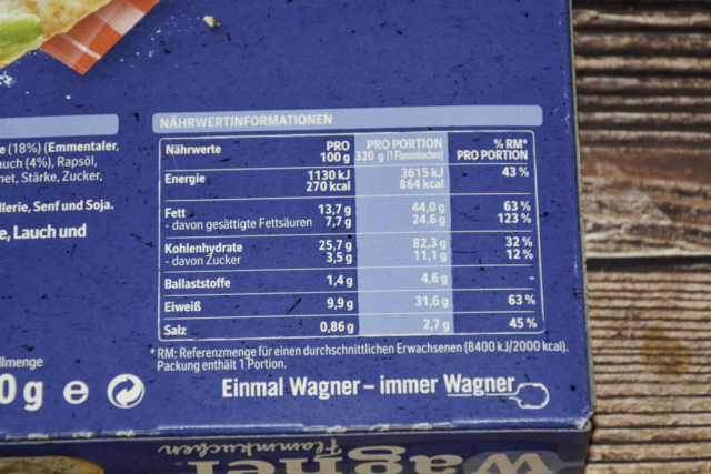 Original Wagner ® Flammkuchen Käse & Lauch 2025 Nährwerte