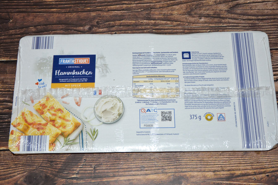 Aldi Frantastique! Original Flammkuchen mit Speck 2025 Rückseite