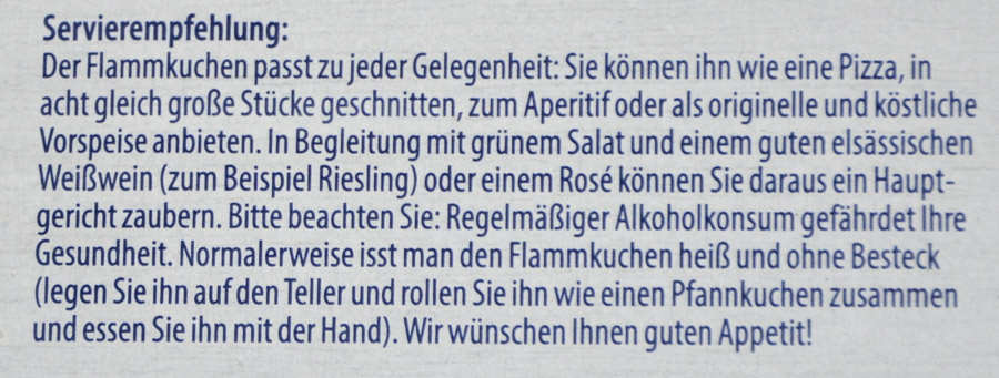 Aldi Frantastique! Original Flammkuchen mit Speck 2025 Servierempfehlung