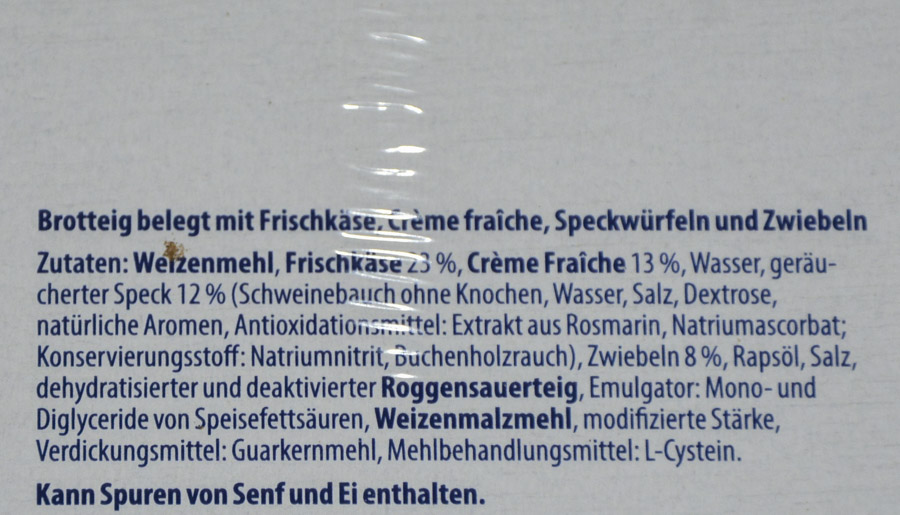 Aldi Frantastique! Original Flammkuchen mit Speck 2025 Zutaten