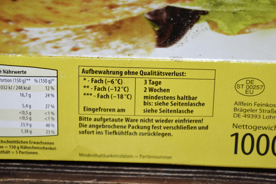 Aldi Jack´s Farm Hähnchenschenkel-Pfanne 1000g 2025 Aufbewahrung