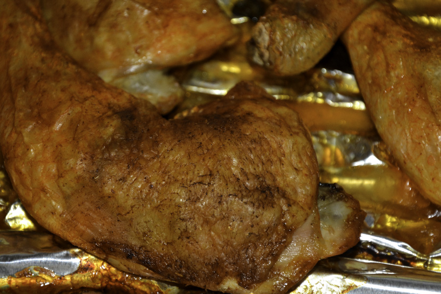Aldi Jack´s Farm Hähnchenschenkel-Pfanne 1000g 2025 fertiggebacken die Haut nah