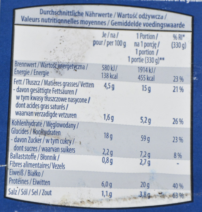 Aldi Trader Joe´s® Mac & Cheese Ham 2025 Nährwerte