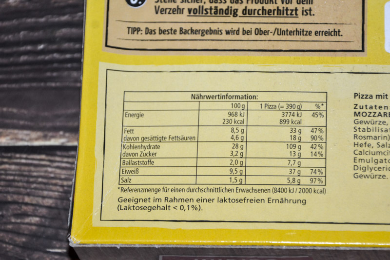 Dr. Oetker Die Ofenfrische Salami 2025 Nährwerte