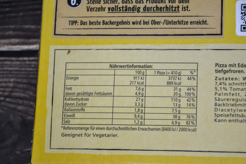 Dr. Oetker Die Ofenfrische Vier Käse 2025 Nährwerte