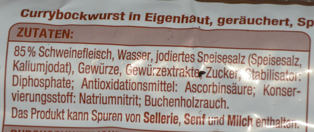 Gut & Günstig Curry Bockwurst 2025 Zutaten