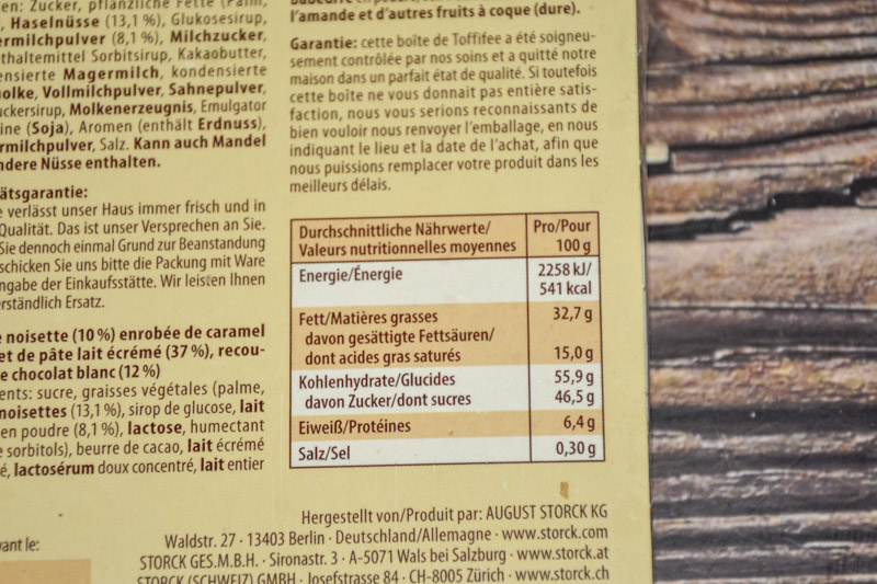 Storck Toffifee White Chocolate 2025 Nährwerte