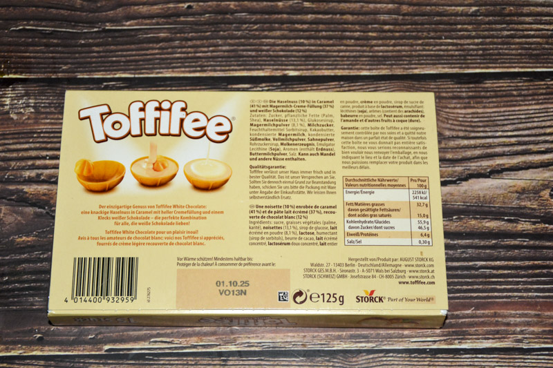 Storck Toffifee White Chocolate 2025 Rückseite